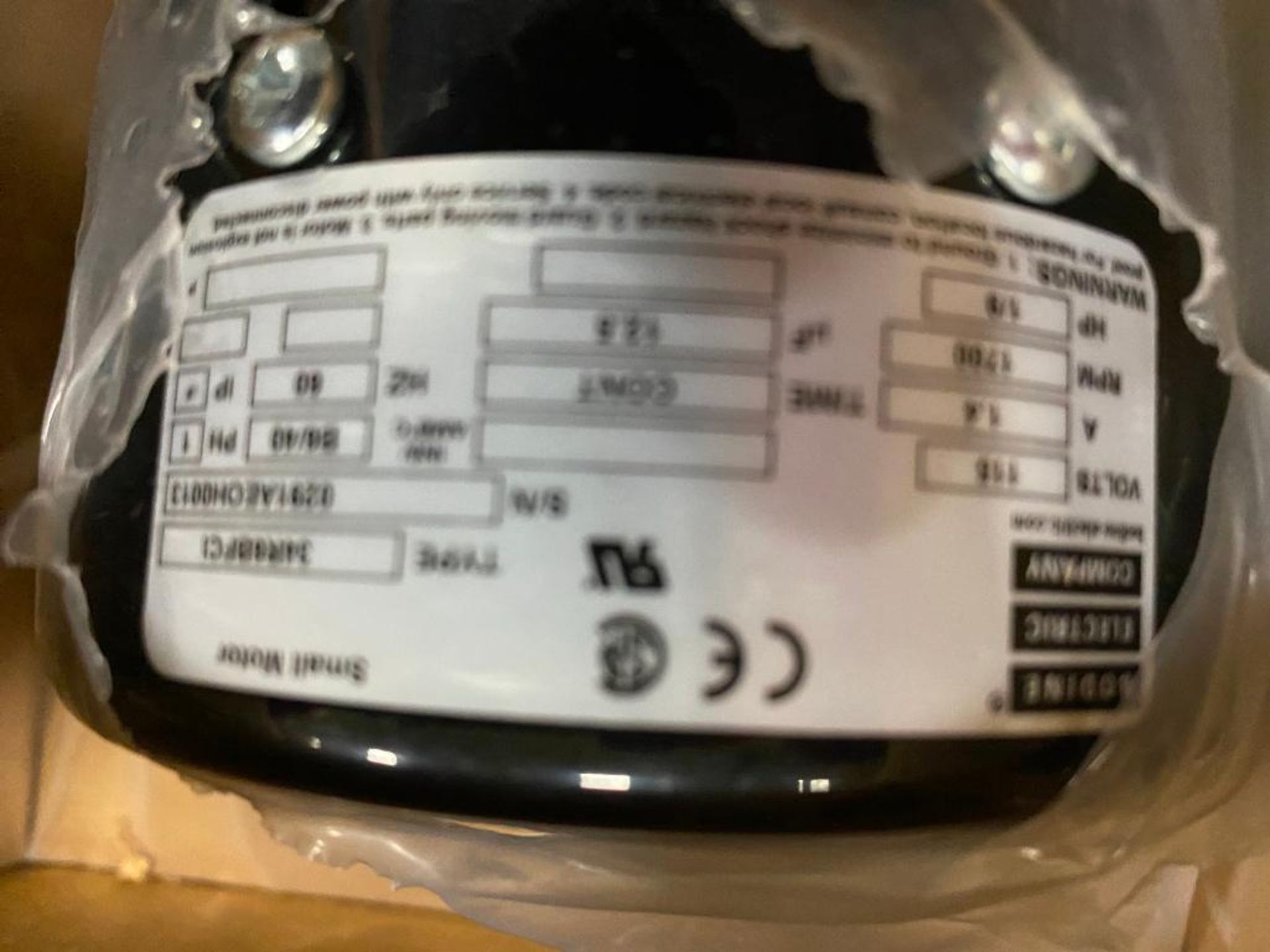 (4) Bodine Electric Motors, 115 V, 1 PH, 1700 RPM, Type 34R6BFC1 - Image 2 of 2