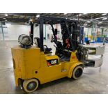 Caterpillar GC55K Forklift w/ Roll Clamp, S/N AT88A30678, 3-Stage Mast, Solid Non-Marking Tires, LP