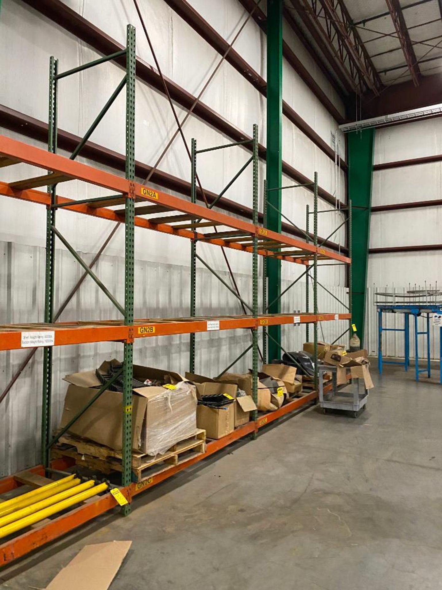 (4) Sections of Pallet Racking; (5) 14' x 42" D Uprights, (24) 4-1/2" x 96" Horizontal Beams, w/ 2"