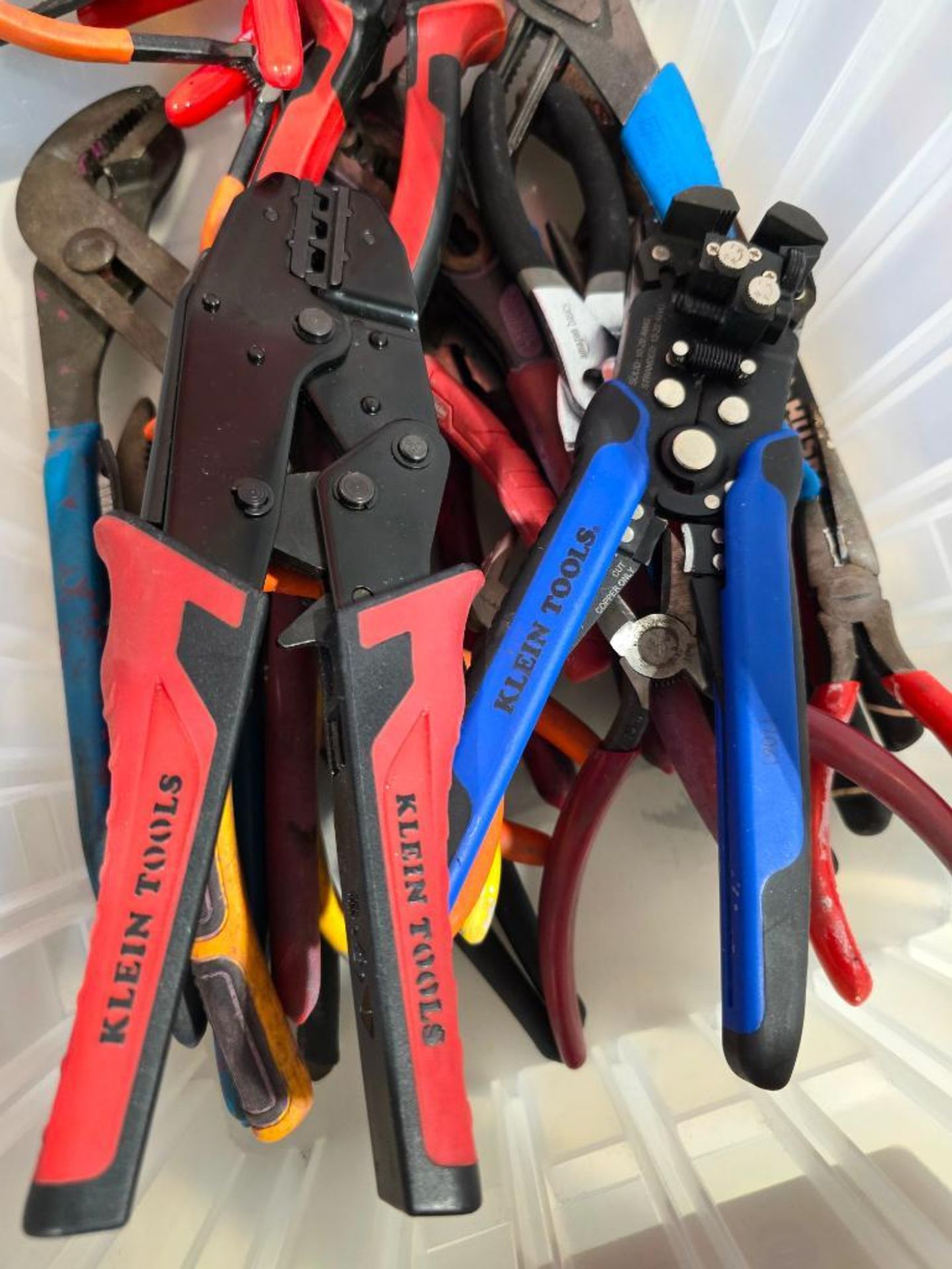 Tote of Channel Locks, Wire Strippers, Needle Nose Pliers, Pliers, & Assorted - Image 4 of 6