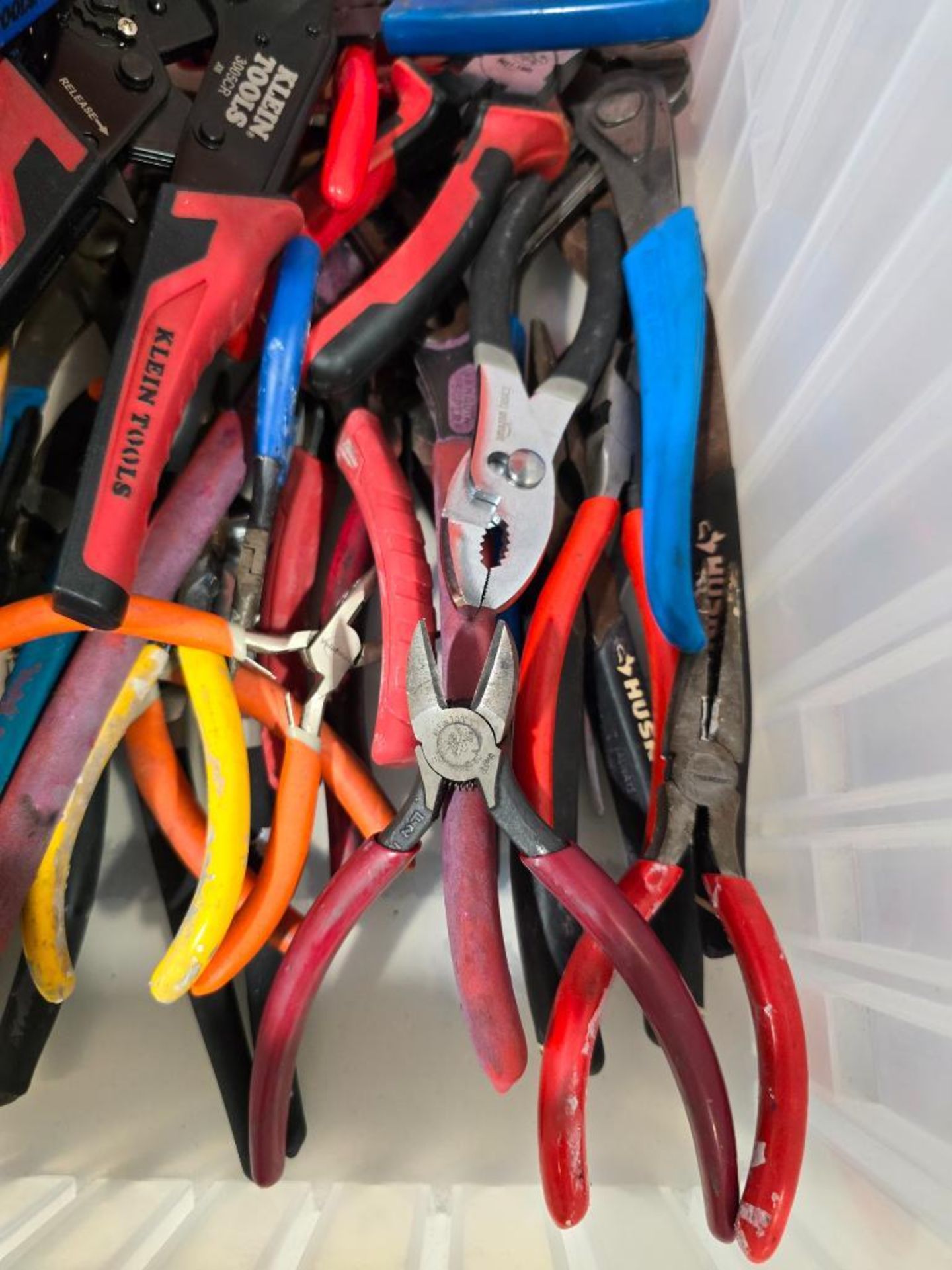 Tote of Channel Locks, Wire Strippers, Needle Nose Pliers, Pliers, & Assorted - Image 6 of 6