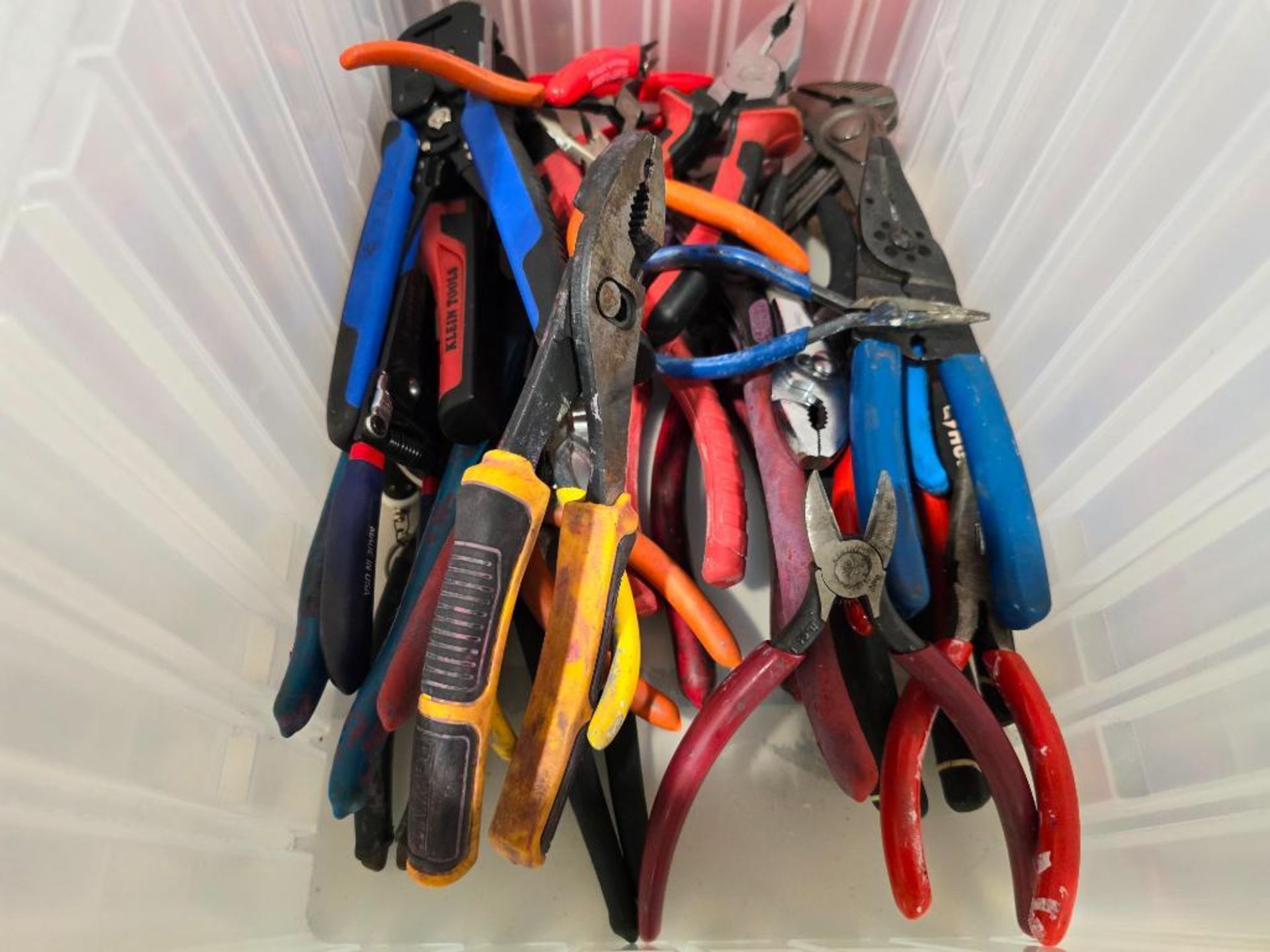 Tote of Channel Locks, Wire Strippers, Needle Nose Pliers, Pliers, & Assorted - Image 2 of 6