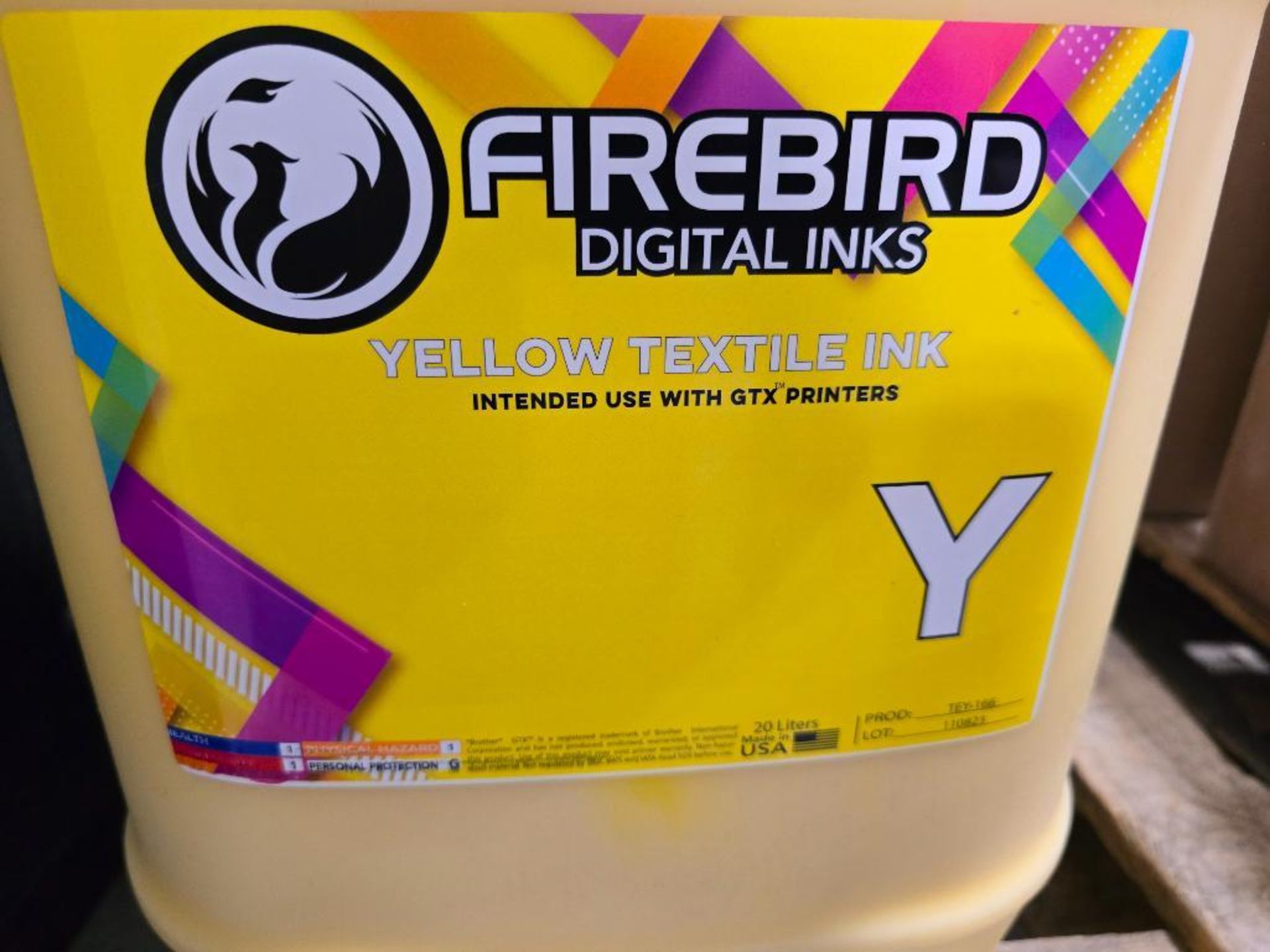 Firebird Yellow Textile Ink, 20-Liter Container, Product: TEY-166 - Image 3 of 3