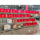 (30) Nest T Red Plastic Bins on Rack, 21" X 16" X 12"