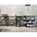 (6) Metal Shelves, 59" L x 72" T x 18" W, w/ Content ($50 Loading fee will be added to buyers invoic