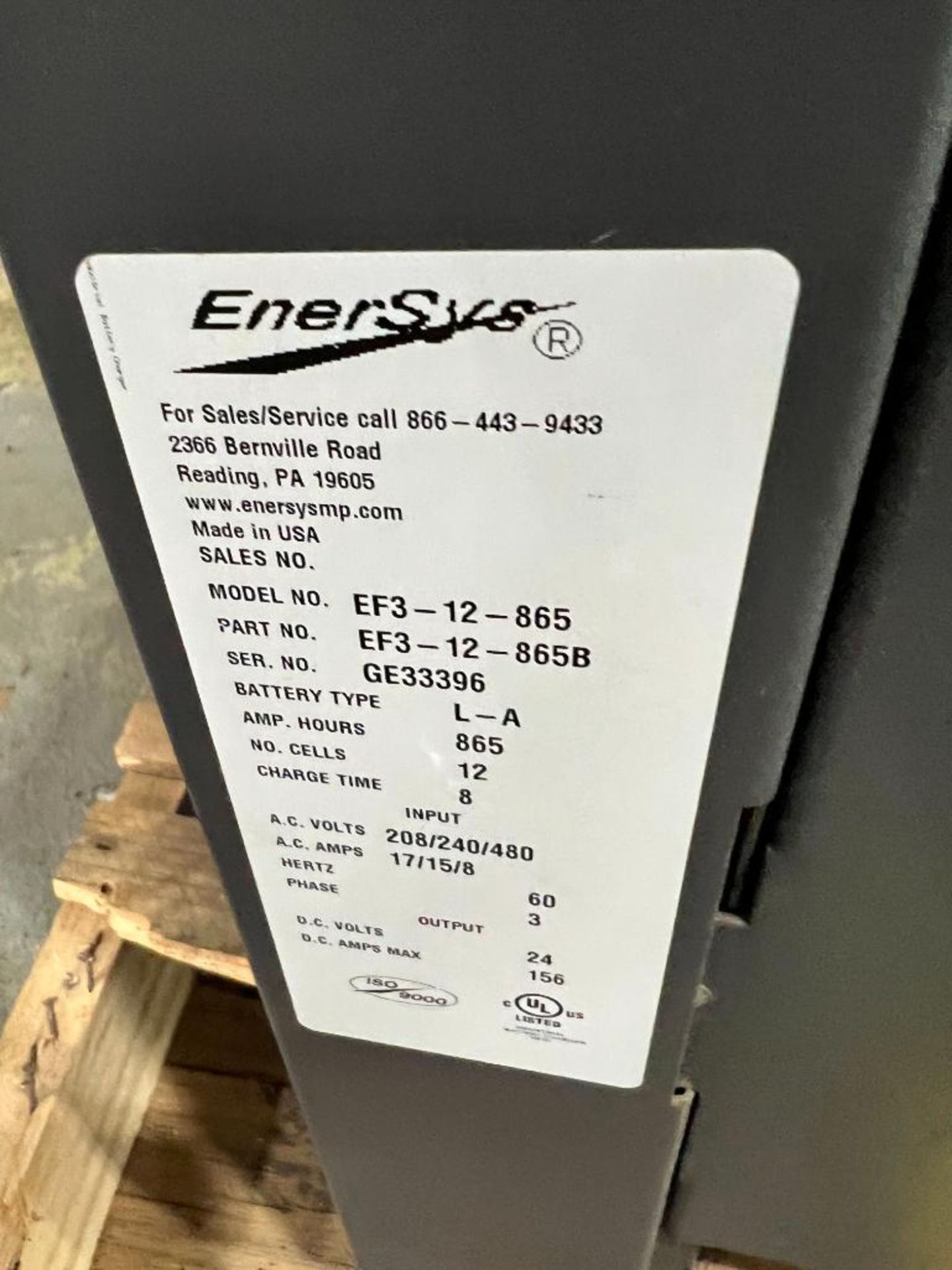 Enersys Enforcer Ferro 24 Battery Charger, Model EF3-12-865, S/N GE33396 ($25 Loading fee will be ad - Image 3 of 3