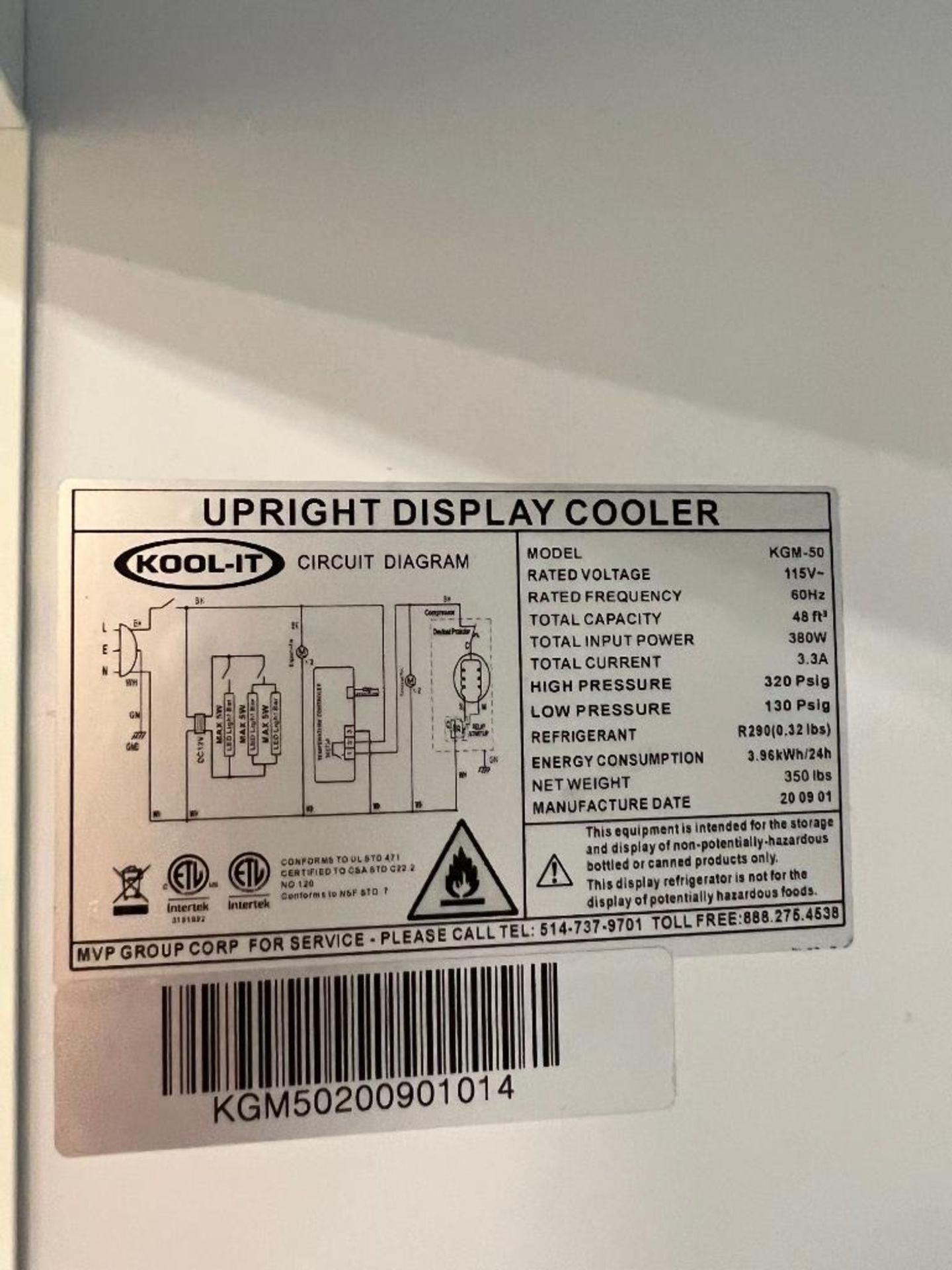 Kool-It Upright Display 2-Door Cooler, Model KGM50 ($25 Loading fee will be added to buyers invoice) - Bild 2 aus 3