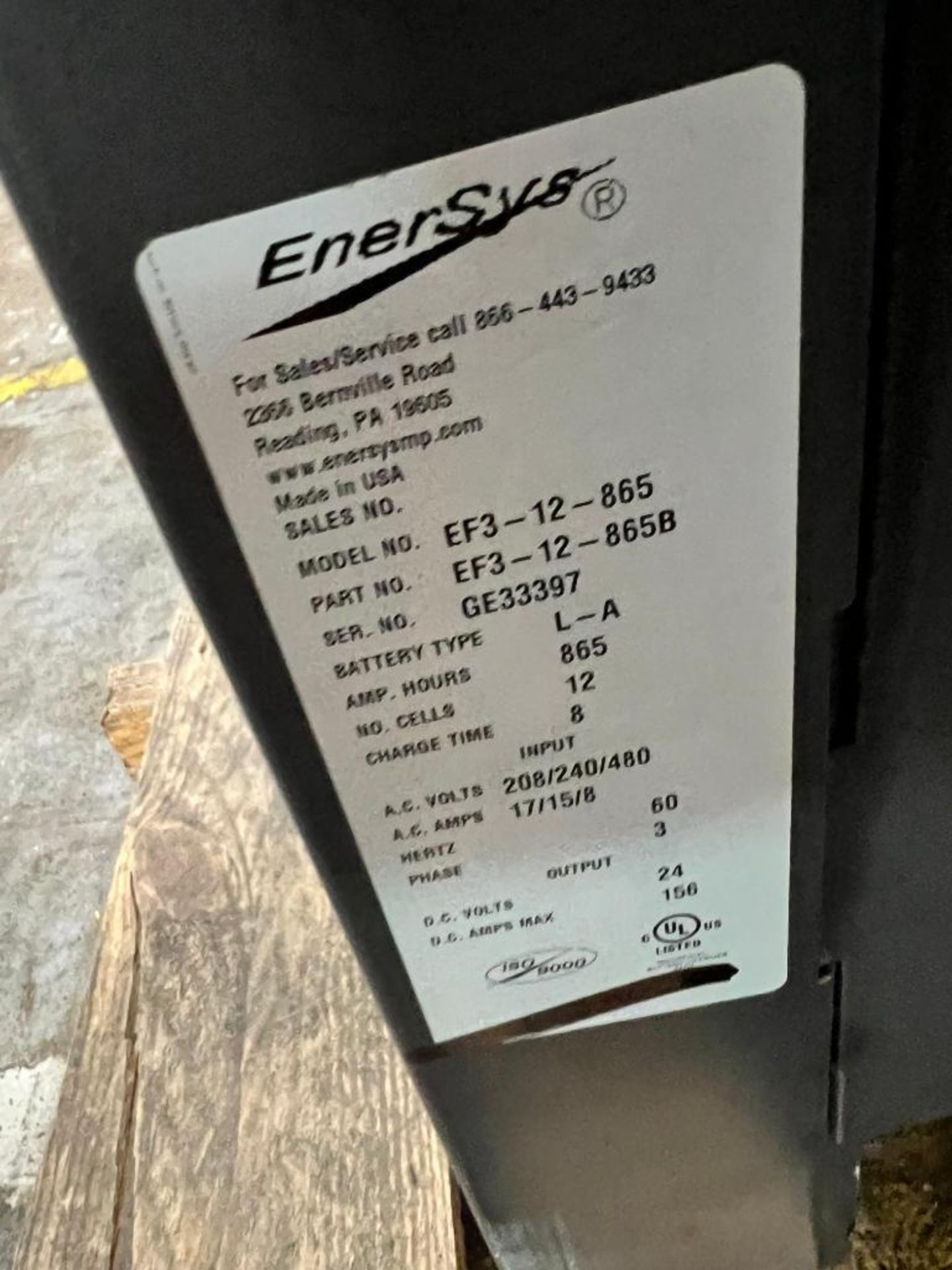 Enersys Enforcer Ferro 24 Battery Charger, Model EF3-12-865, S/N GE33397 ($25 Loading fee will be ad - Image 3 of 3