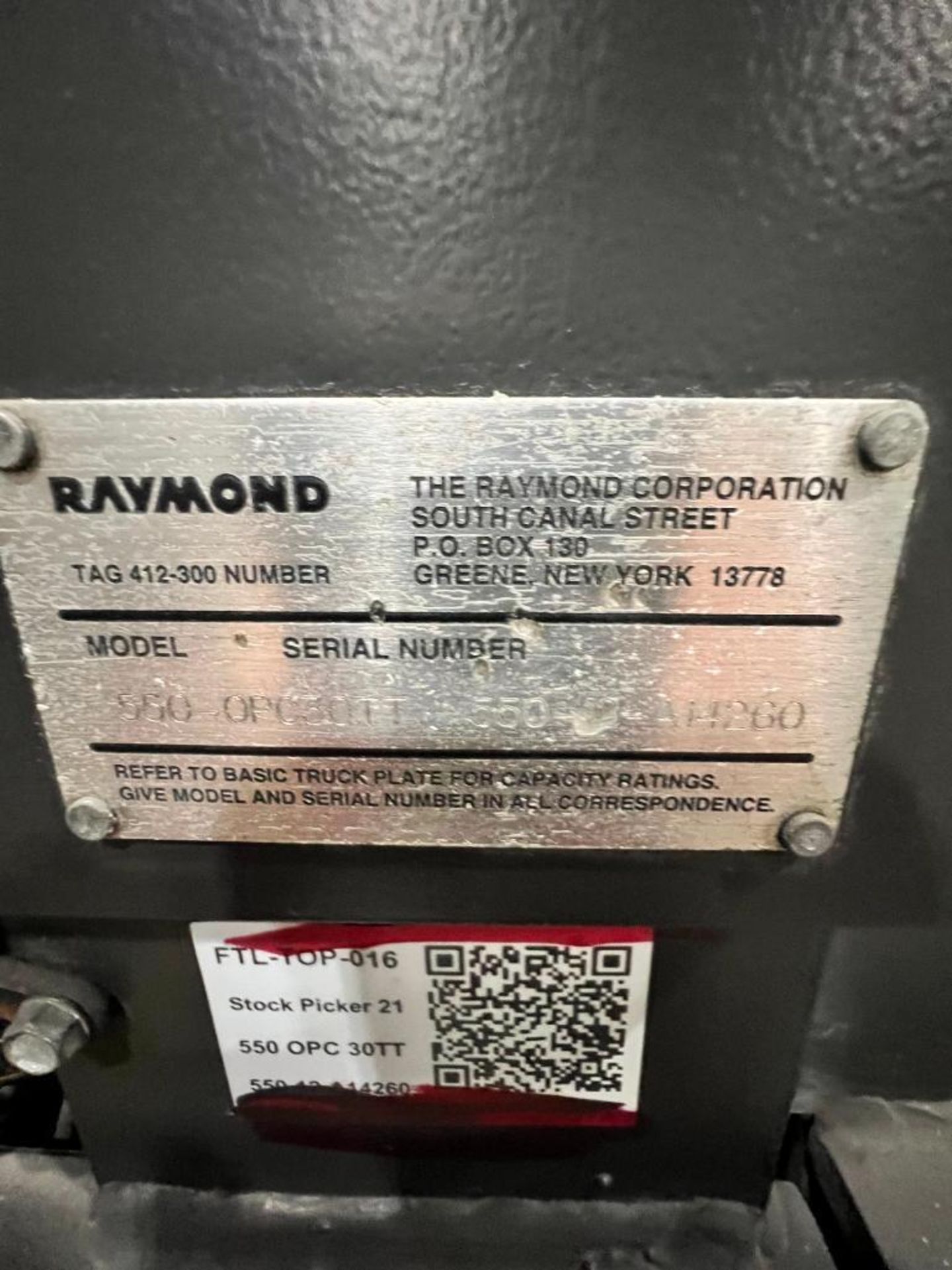 Raymond 3,000 LB. Order Picker, Model 550-OPC30TT, S/N 550-12-A14260 (No Battery) ***Buyer is Respon - Image 6 of 6