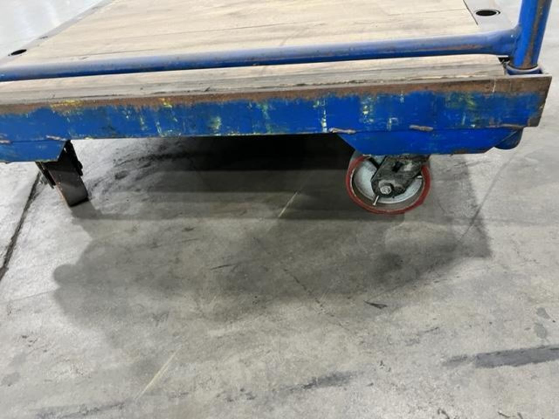 Blue Metal Material Carts w/ Wooden Floor ($5 Loading fee will be added to buyers invoice) - Image 4 of 4