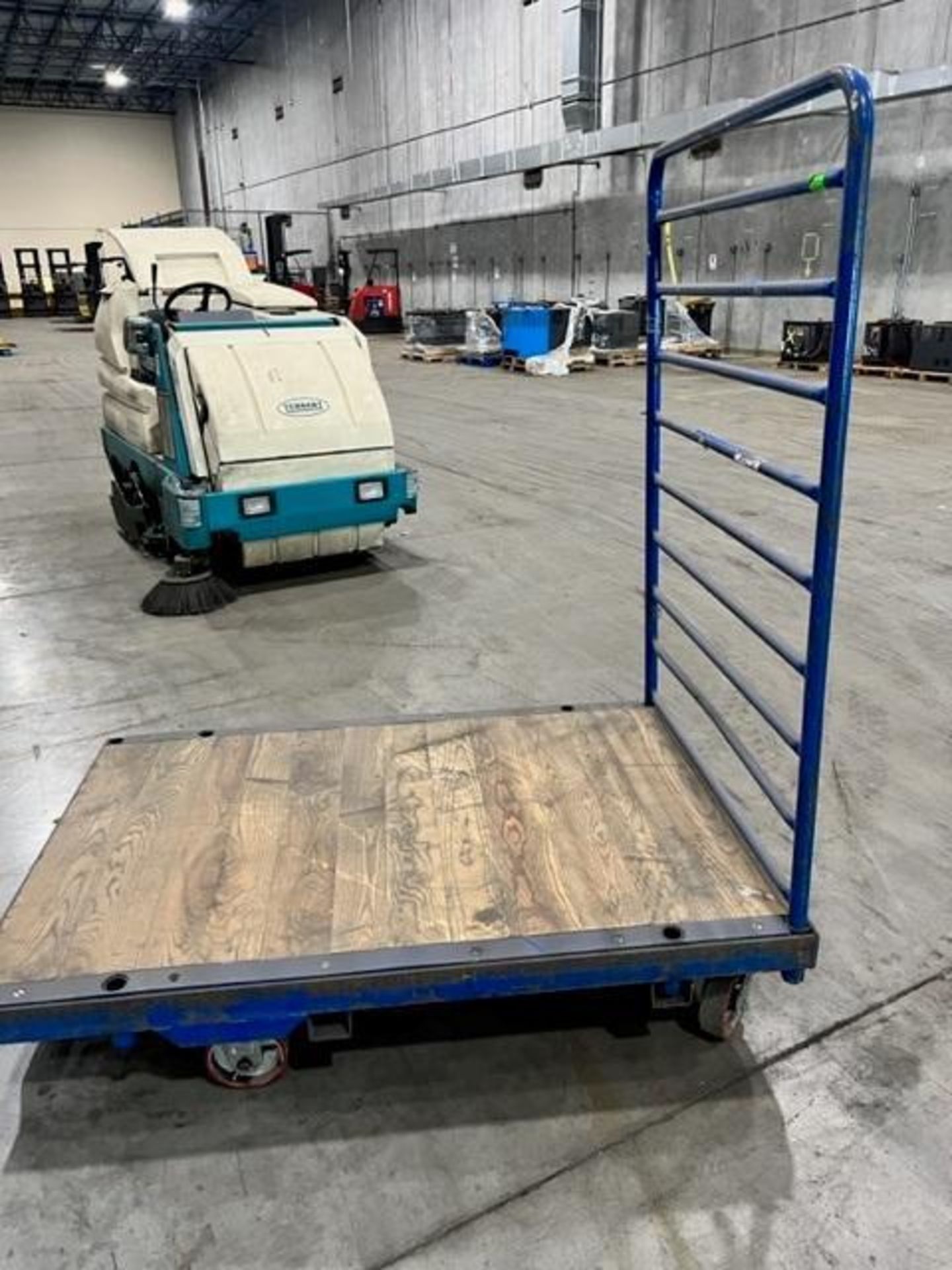 Blue Metal Material Carts w/ Wooden Floor ($5 Loading fee will be added to buyers invoice)