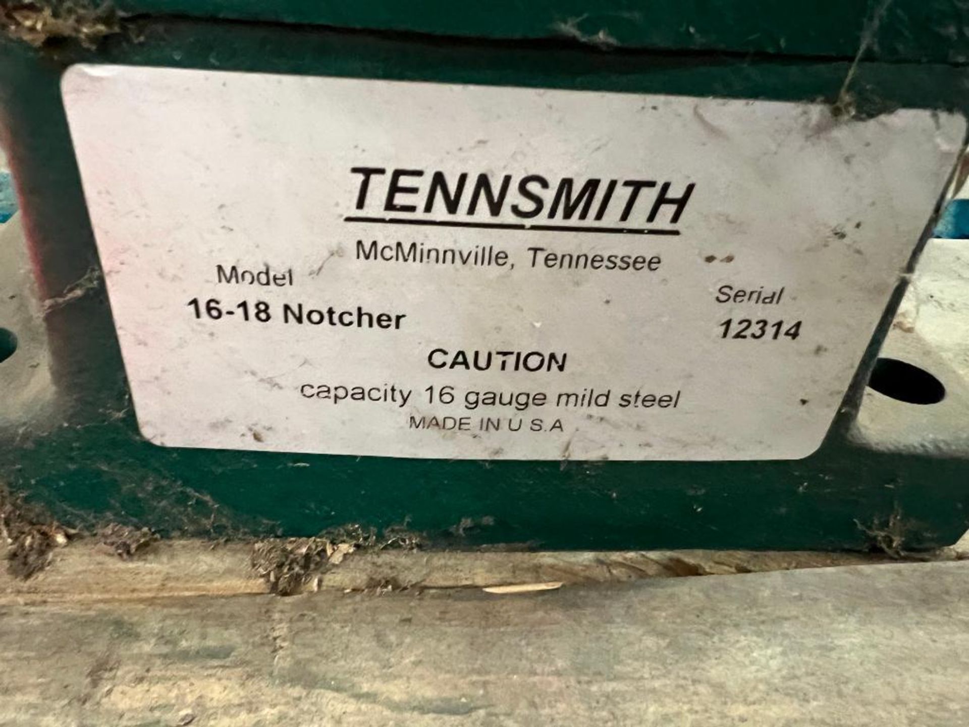 Tennsmith Notcher 16-Gauge Mild Steel Capacity, Model 16-18NOTCHER, S/N 12314 ($15 Loading fee will - Image 5 of 5