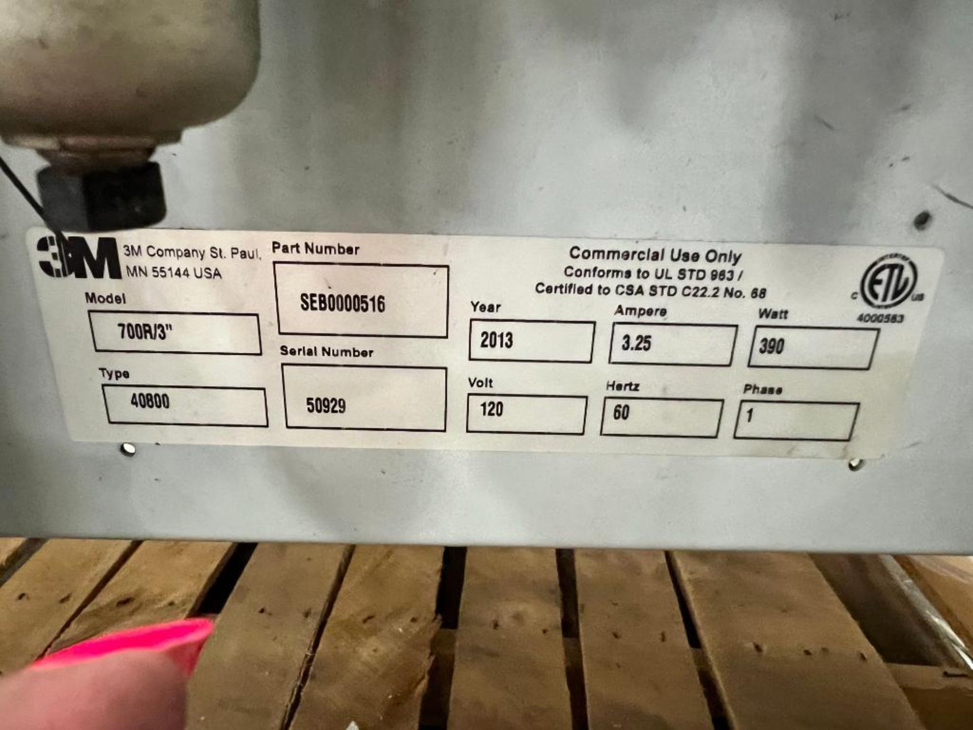 2013 3M Case Sealing System, Model 700R/3", S/N 50929, Single Phase ($20 Loading fee will be added t - Image 6 of 6