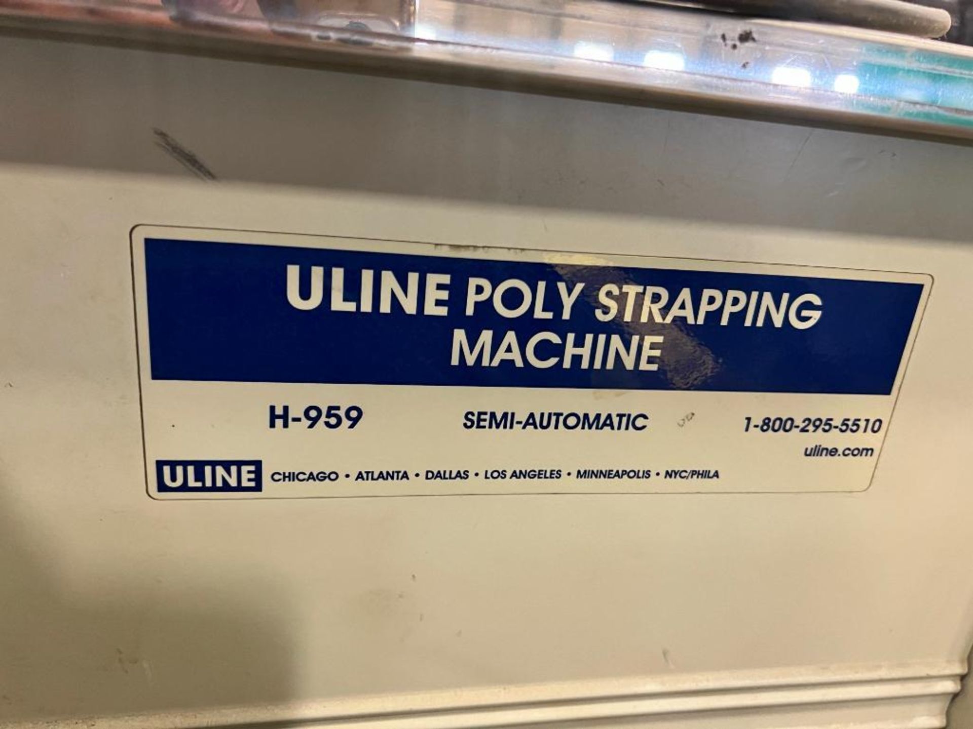 2011 Uline Poly Strapping Machine, Model H-959, S/N 111-117-3390, Single Phase ($15 Loading fee will - Image 4 of 5