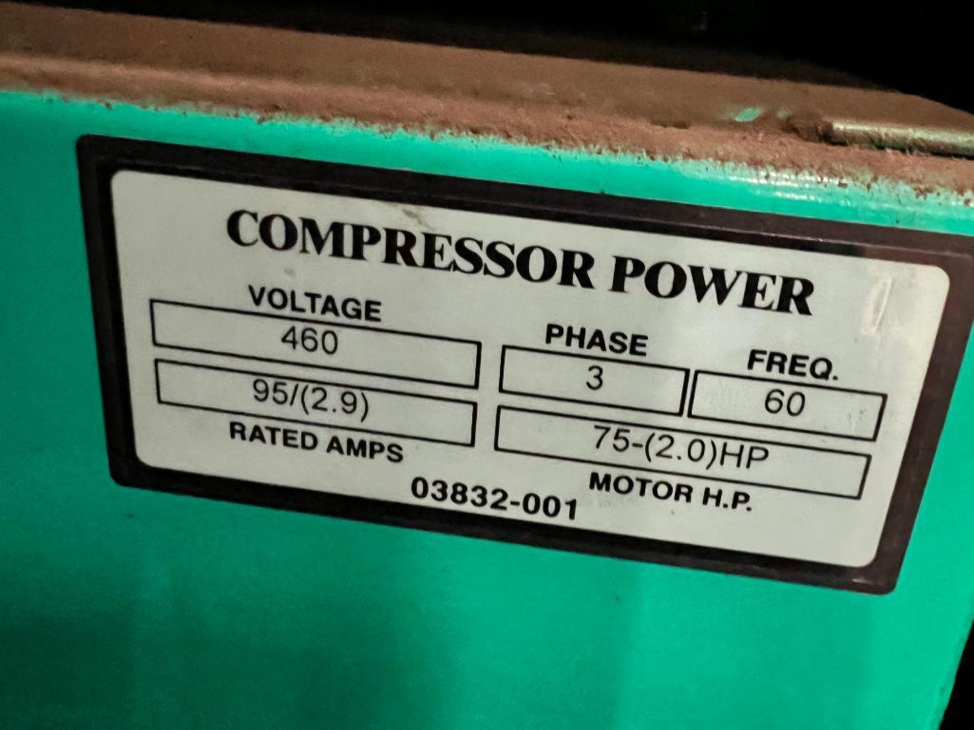 Sullivan-Palatek Air Compressor, Model SP16-75, Load PSI 105, Unload PSI 120, 3 Phase ($50 Loading f - Bild 6 aus 6