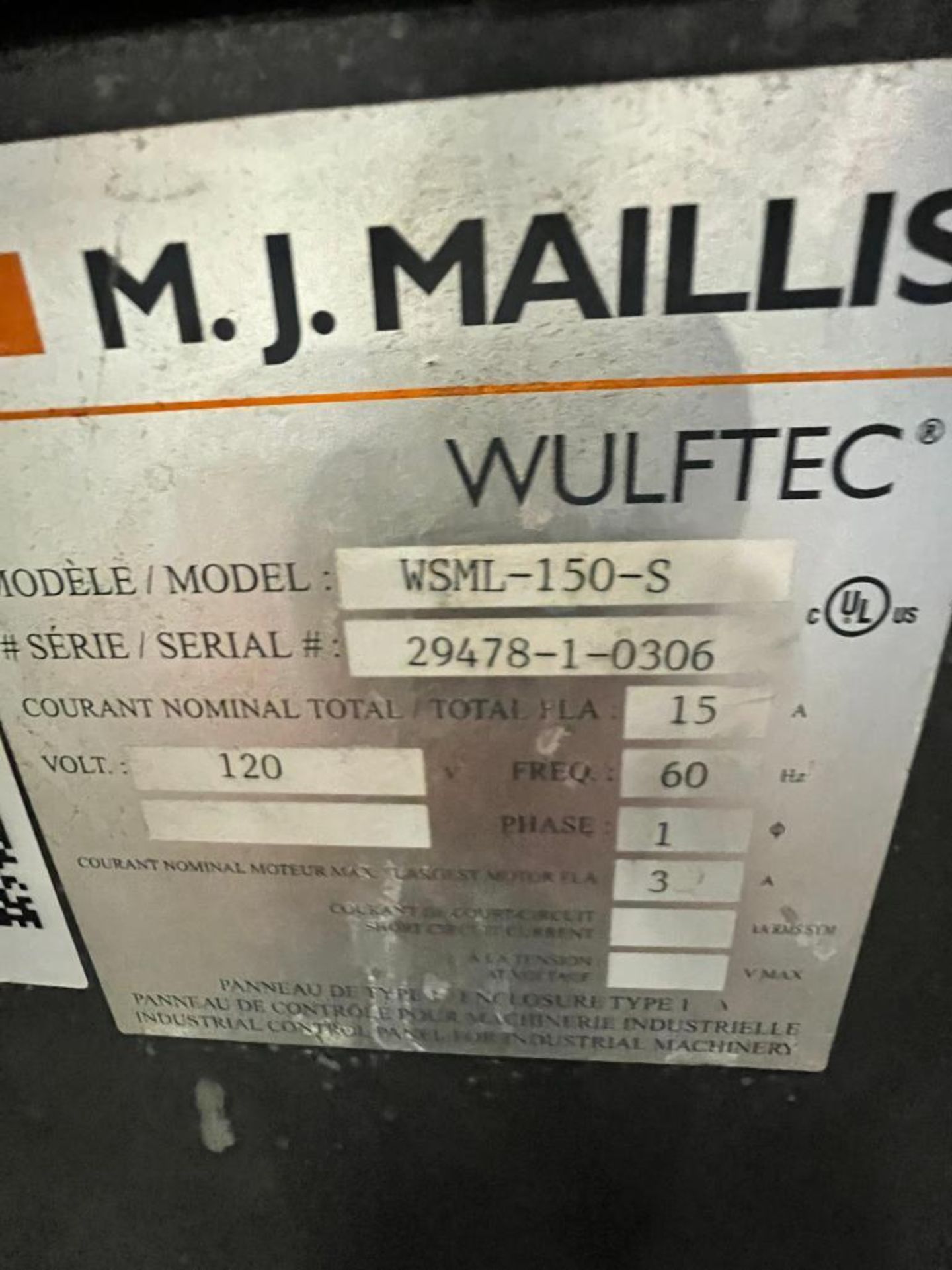M.J. Maillis Wulftec Stretch Wrapper Machine, Model WSML-150-S, S/N 29478-1-0306, Single Phase ($100 - Bild 6 aus 6