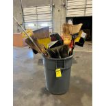 Garbage Can w/ Brooms & Dustpans