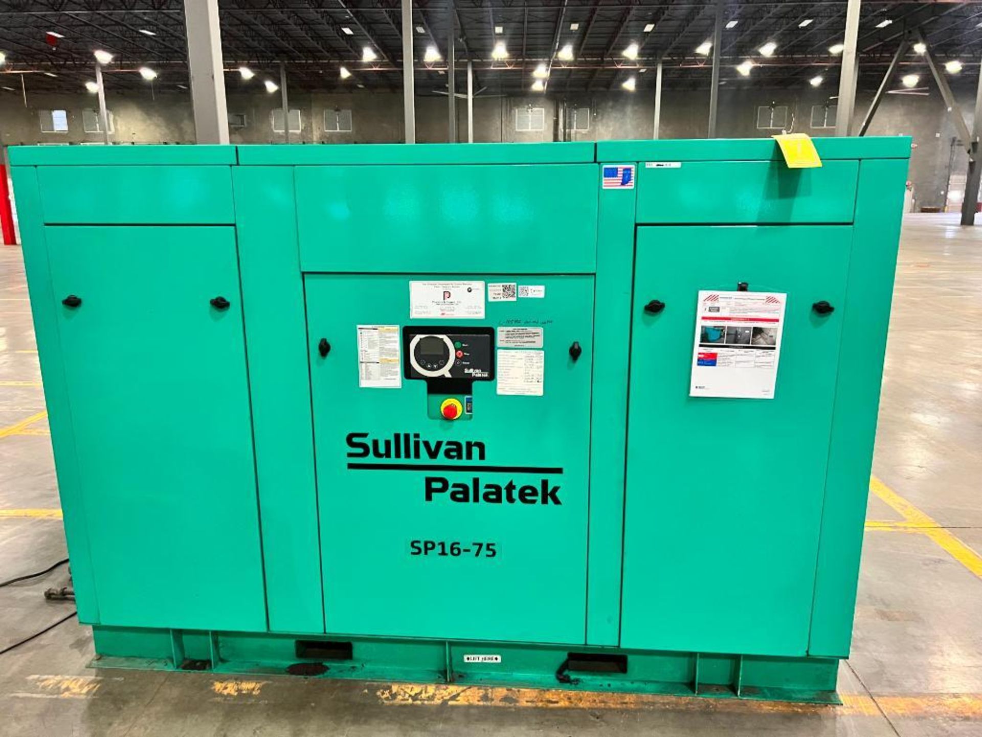 Sullivan-Palatek Air Compressor, Model SP16-75, Load PSI 105, Unload PSI 120, 3 Phase ($50 Loading f