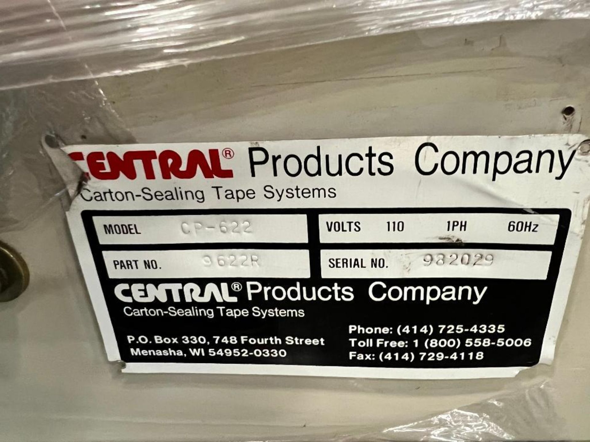 Central Products Carton Sealing Tape System, Model CP-622, S/N 982029 ($20 Loading fee will be added - Image 3 of 3