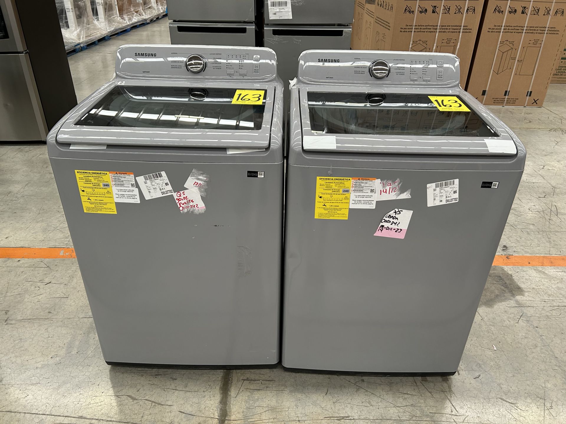 Lote de 2 Lavadoras contiene: 1 Lavadora de 20 KG Marca SAMSUNG, Modelo WA20A3351GY, Serie 1136X, C