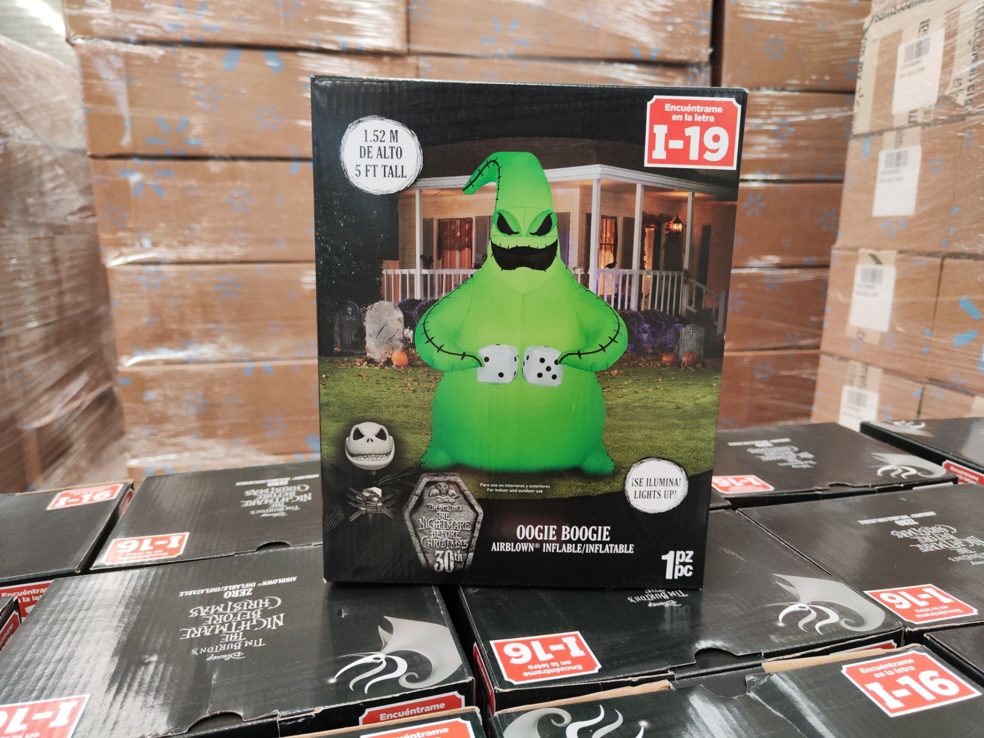 (NUEVO) Lote de 37 piezas de inflable con iluminación de Oogie Boogie, marca AIRBLOWN, 1.52 m de al