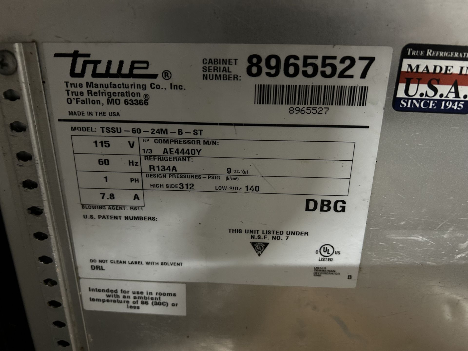 Lote de 2 Mesas de Trabajo Refrigerada Marca TRUE Modelo TSSU-48-18M-B-HC / TSSU-60-24M-B-ST, Serie - Image 5 of 7