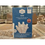 (Nuevo) Lote conformado por 55 Series de luces led blanca de cable blanco, con 100 focos, marca Hol