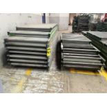 14 pieces of roller conveyor belt measuring approx. 79 cm wide by different lengths. / 14 Piezas de