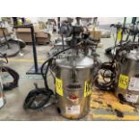 QMS Stainless steel high pressure paint tank with agitator, capacity approx. 10 gallons, Serial No.