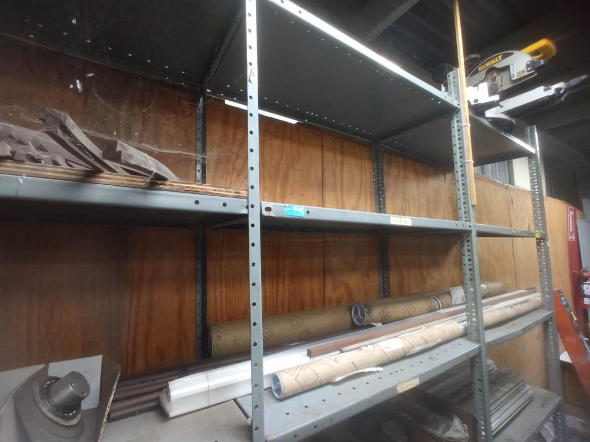 Metal rack measuring approximately 3.70 x 0.45 x 2.47 m; Includes contents (electric motors, parts - Image 2 of 9