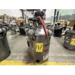 QMS Stainless steel high pressure paint tank with agitator, 10 gallon capacity approx., Serial No.