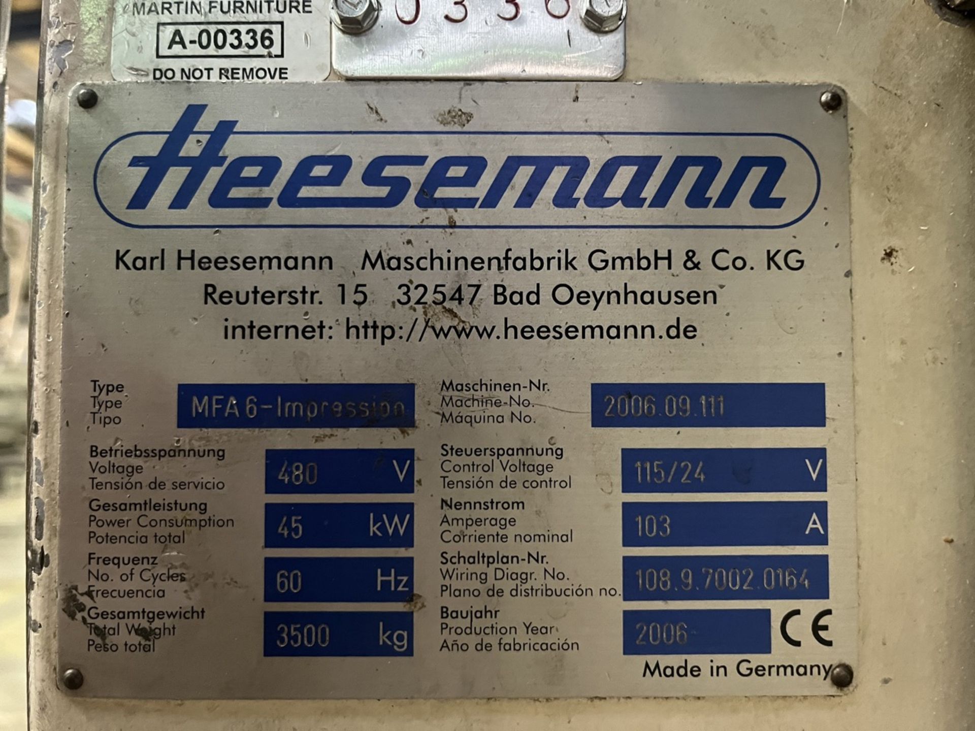 Hessemann Wide belt sander, Model MFA6-Impression, Serial No. 2006.09.111, Year 2006, 480V, Working - Image 17 of 20