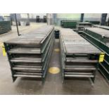 9 pieces of roller conveyor belt measuring approx. 65 cm wide x 3.65 cm long. / 9 Piezas de banda t