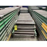 11 pieces of roller conveyor belt measuring approx. 79 cm wide by different lengths. / 11 Piezas de