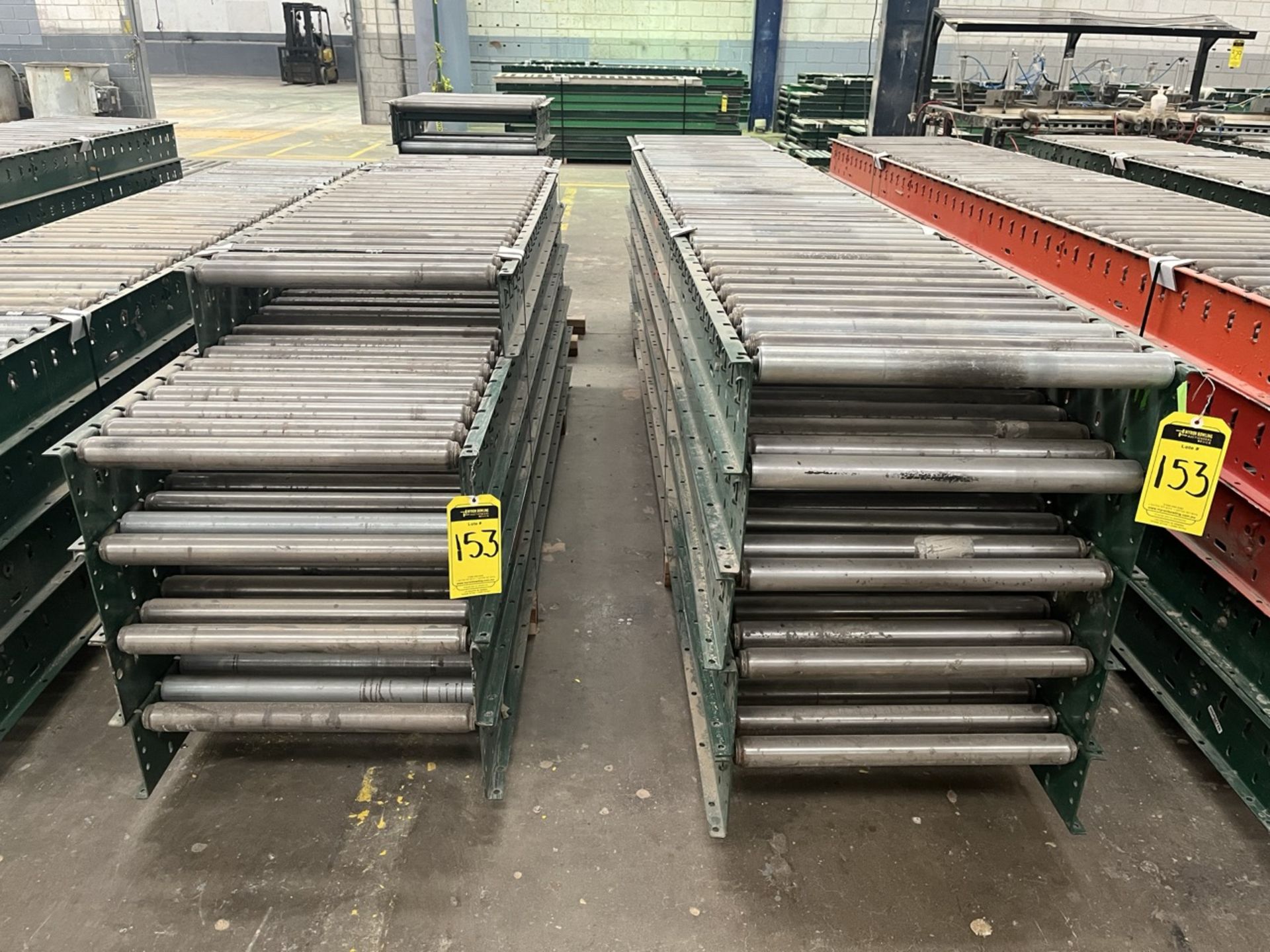 10 pieces of roller conveyor belt measuring approx. 62 cm wide by different lengths; includes 6 cou