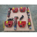 Lot of 4 pieces contains: 2 Milwaukee cordless right angle drills; 2 Milwaukee cordless right angle