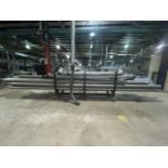 Trolley with galvanized tubing of different sizes, lengths of approximately 6 and 3 m, approximatel
