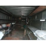 Maritime container of approximately 2.40 x 7 x 2.65 m; includes contents (4 metal racks, 1 Ridgid v