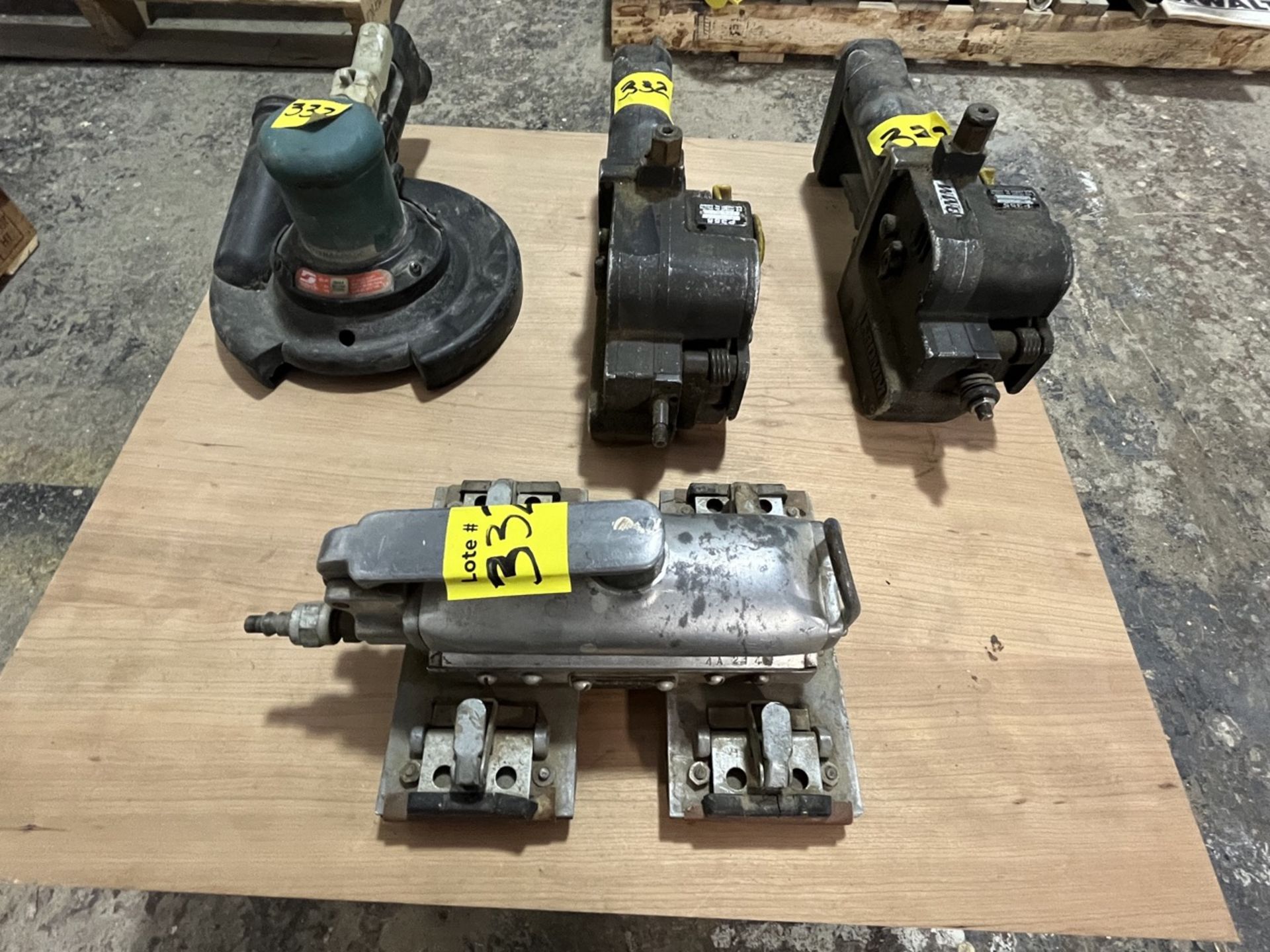 Lot of 4 pieces contains: 2 Fromm brand pneumatic wood brushes; 1 Sundstrand brand pneumatic sander
