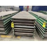 15 pieces of roller conveyor belt measuring approx. 79 cm wide x 3 m long. / 15 Piezas de banda tra