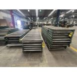 21 pieces of roller conveyor belt measuring approx. 79 cm wide by different lengths. / 21 Piezas de