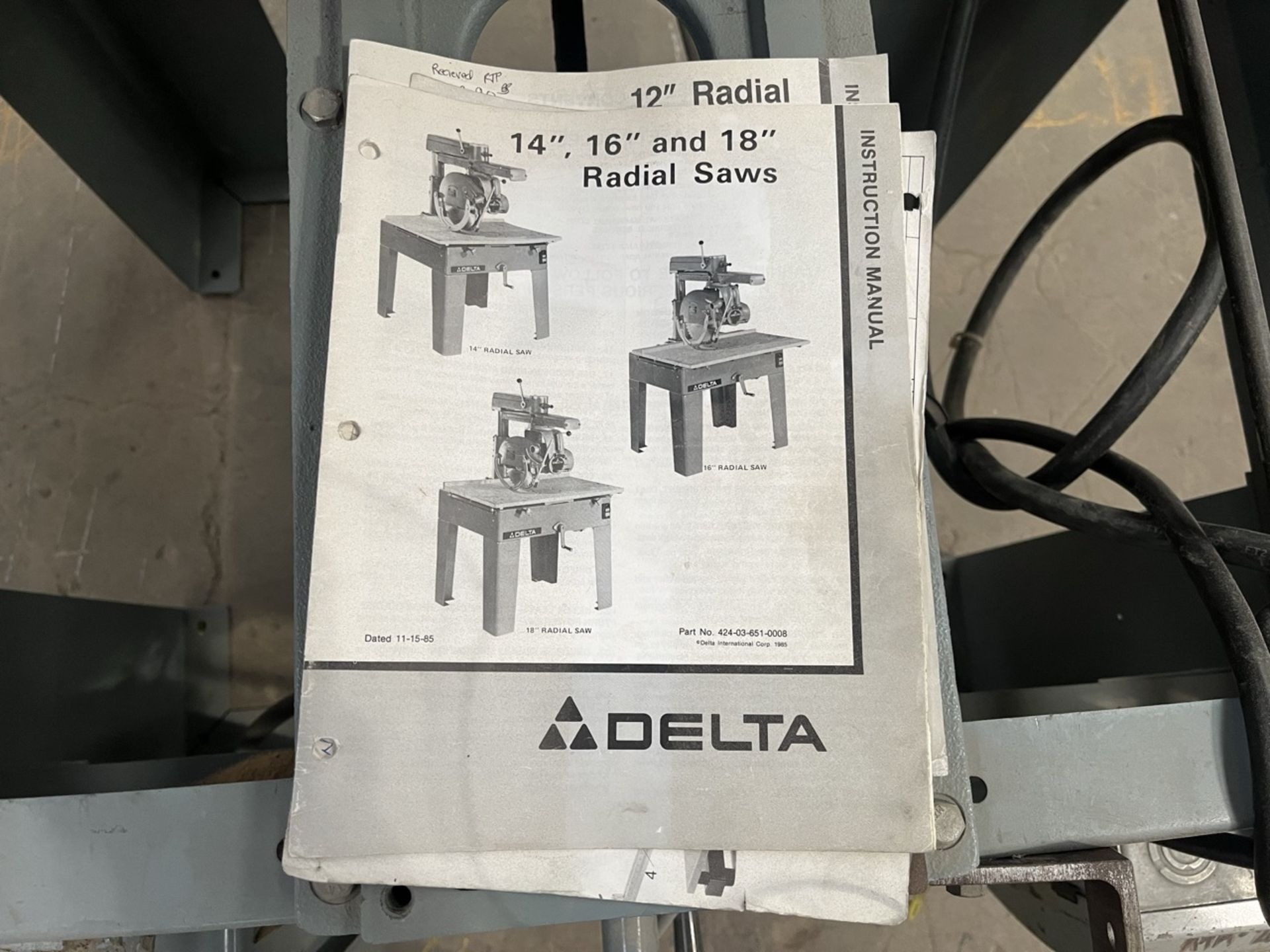 Delta Radial Bench Saw, Model 33-082, Serial No. 91H45596, with 5 hp motor, 230/460V; compatible wi - Image 10 of 11