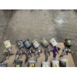 7 gravity pneumatic paint spray guns of different brands (CENTRAL PNEUMATIC, among others), models