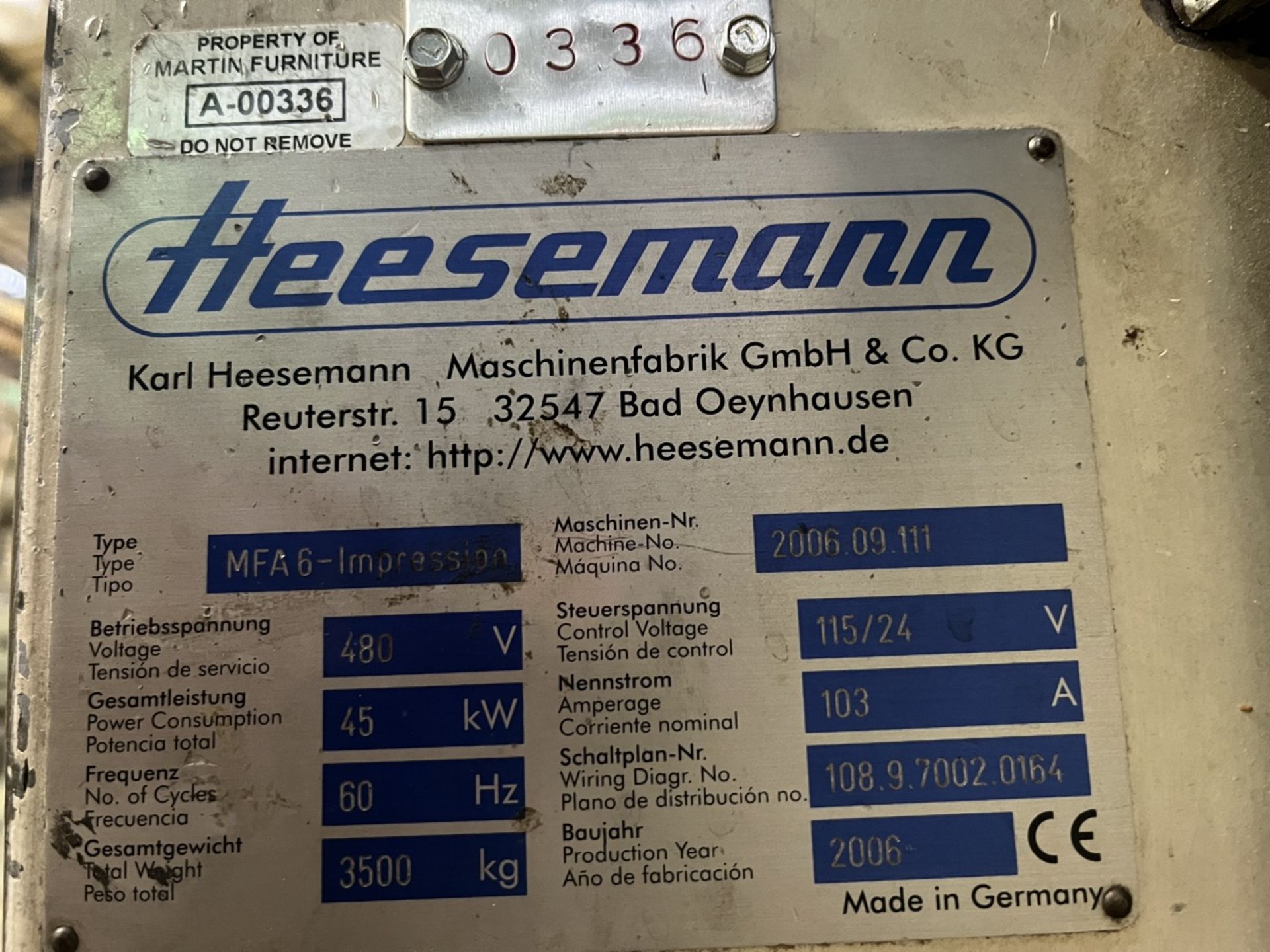 Hessemann Wide belt sander, Model MFA6-Impression, Serial No. 2006.09.111, Year 2006, 480V, Working - Image 18 of 20