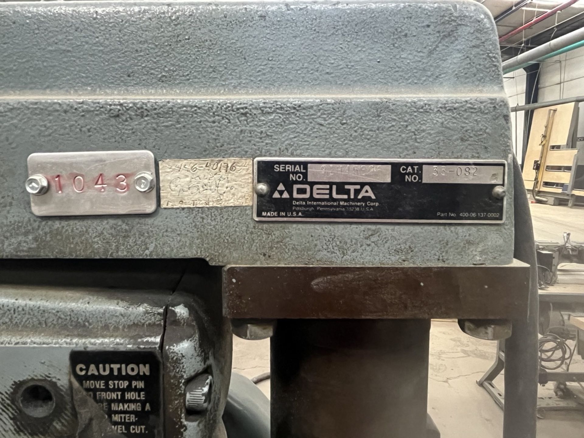 Delta Radial Bench Saw, Model 33-082, Serial No. 91H45596, with 5 hp motor, 230/460V; compatible wi - Image 8 of 11