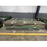 12 pieces of roller conveyor belt each measuring approx 68 cm wide x 3.05 m long; 4 pieces of rolle