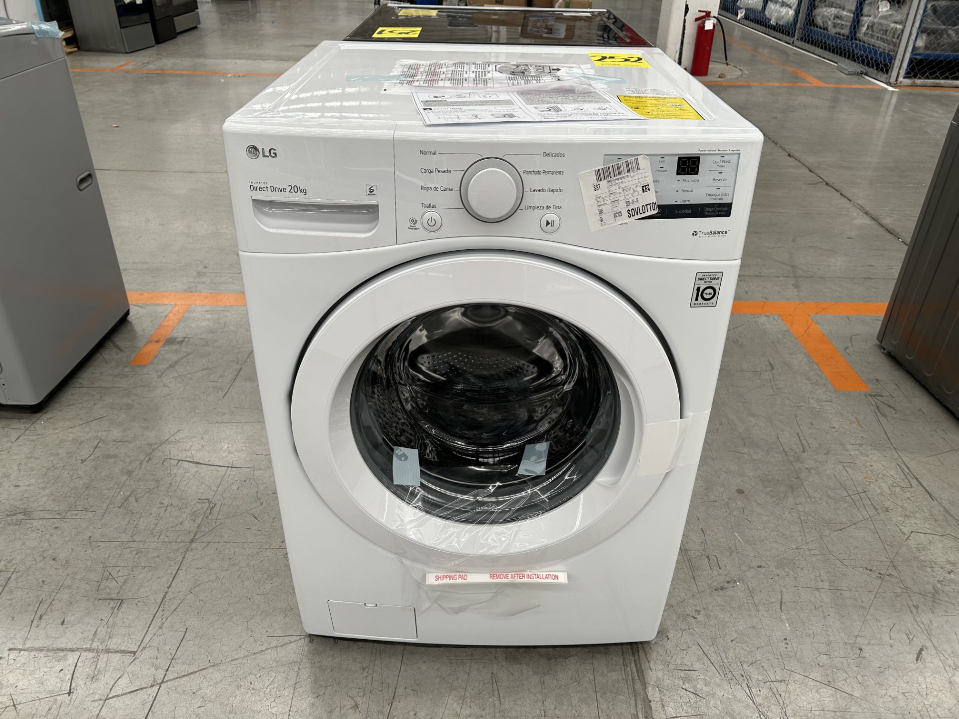 Lote de 1 Lavadora de 20 KG, Marca LG, Modelo WM20WV26W, Serie 00282, Color BLANCO (No se asegura s