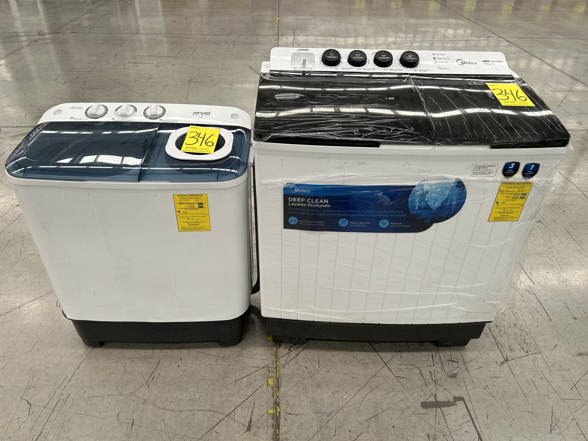 Lote de 2 Lavadoras contiene: 1 Lavadora de 19 KG, Marca MIDEA, Modelo MT100W190, Serie 00058, Colo