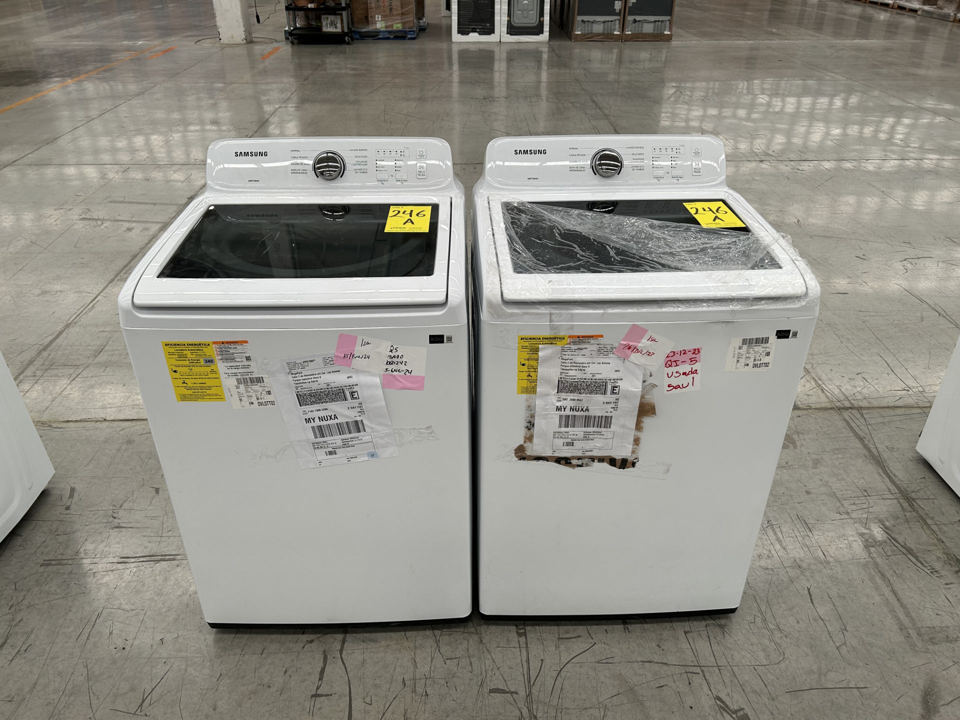 Lote de 2 Lavadoras contiene: 1 Lavadora de 20 KG, Marca SAMSUNG, Modelo WA20A3351GW, Serie 902610V