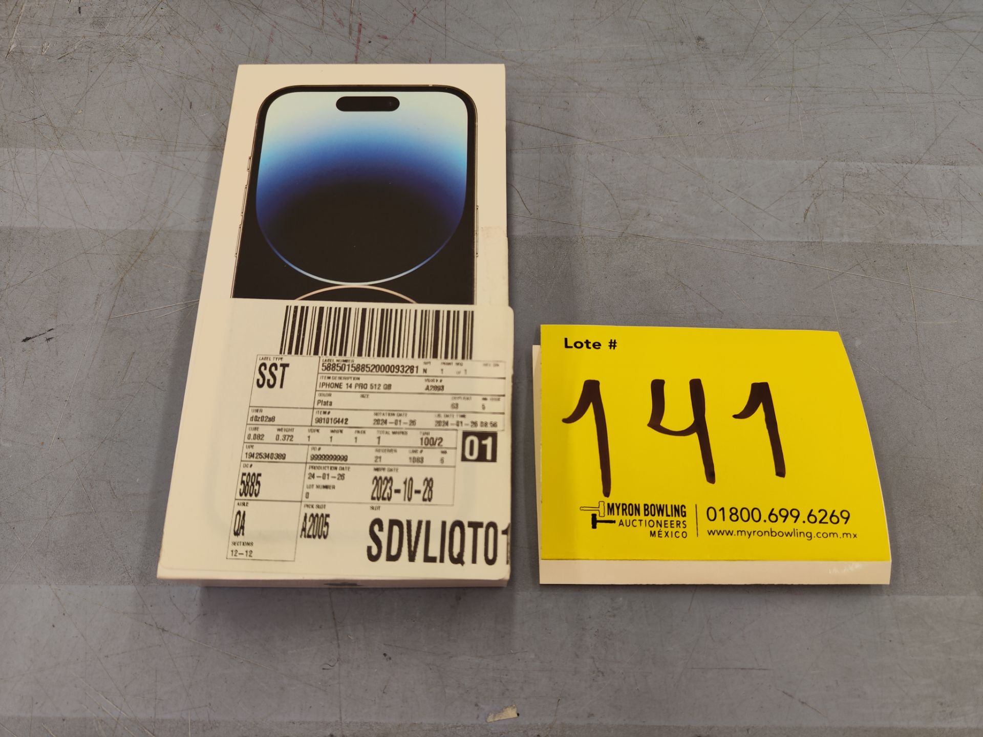 (NUEVO) Lote de 1 celular iPhone 14 PRO , de 512 GB, Serie G292714RXT, Color SILVER (Sellado, favor